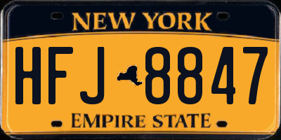 NY license plate HFJ8847