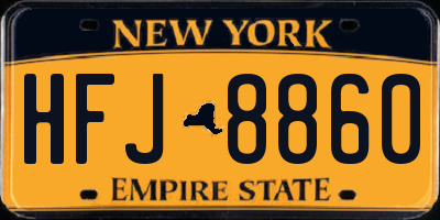 NY license plate HFJ8860