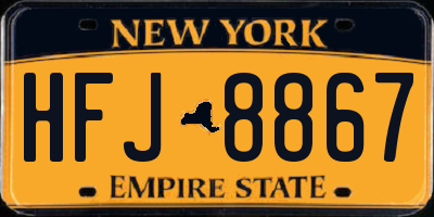 NY license plate HFJ8867