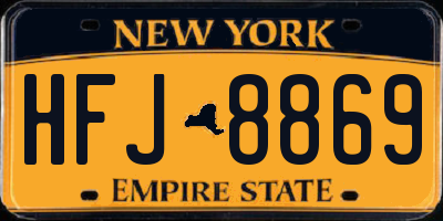NY license plate HFJ8869