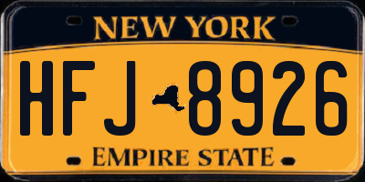 NY license plate HFJ8926