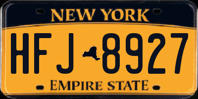 NY license plate HFJ8927