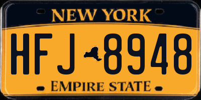 NY license plate HFJ8948