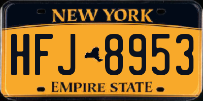 NY license plate HFJ8953