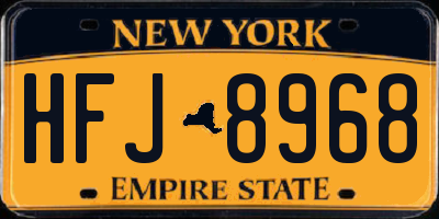 NY license plate HFJ8968