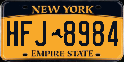 NY license plate HFJ8984