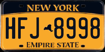 NY license plate HFJ8998