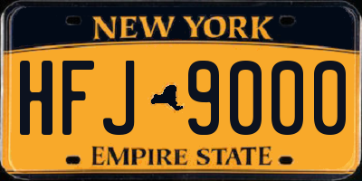 NY license plate HFJ9000