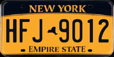 NY license plate HFJ9012