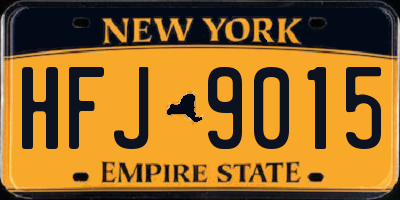 NY license plate HFJ9015