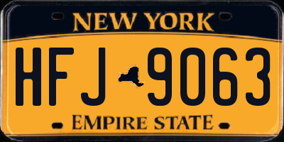 NY license plate HFJ9063