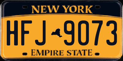 NY license plate HFJ9073