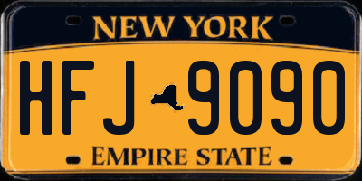 NY license plate HFJ9090