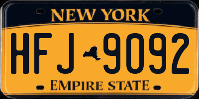 NY license plate HFJ9092