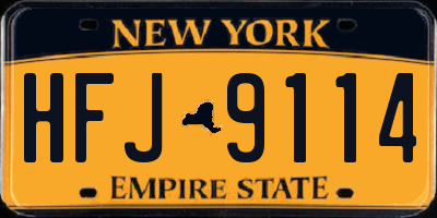 NY license plate HFJ9114