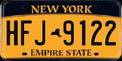 NY license plate HFJ9122