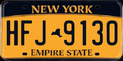 NY license plate HFJ9130
