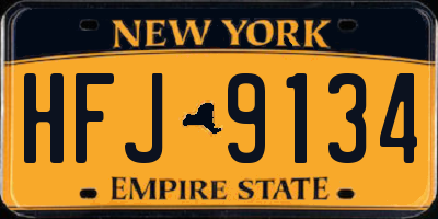 NY license plate HFJ9134
