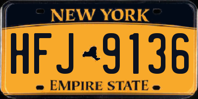 NY license plate HFJ9136