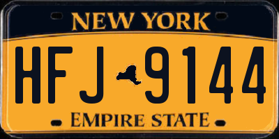 NY license plate HFJ9144