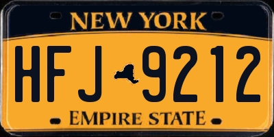 NY license plate HFJ9212