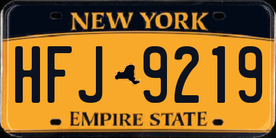NY license plate HFJ9219