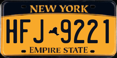 NY license plate HFJ9221