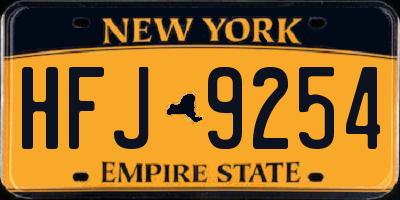 NY license plate HFJ9254