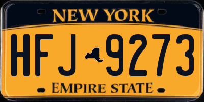 NY license plate HFJ9273