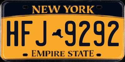 NY license plate HFJ9292