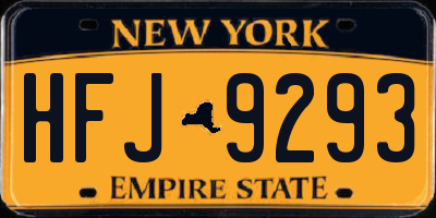 NY license plate HFJ9293