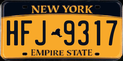 NY license plate HFJ9317