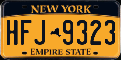 NY license plate HFJ9323