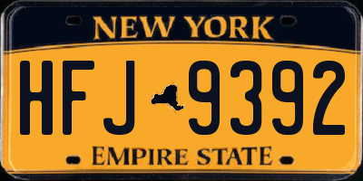 NY license plate HFJ9392