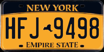 NY license plate HFJ9498