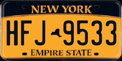 NY license plate HFJ9533