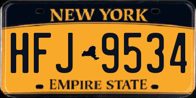 NY license plate HFJ9534