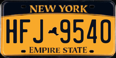 NY license plate HFJ9540