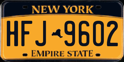 NY license plate HFJ9602
