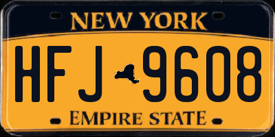 NY license plate HFJ9608