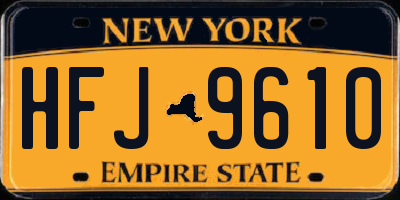 NY license plate HFJ9610