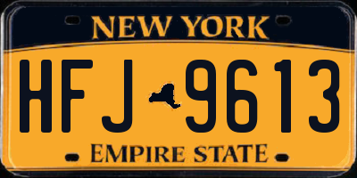 NY license plate HFJ9613