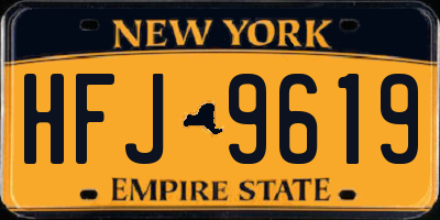 NY license plate HFJ9619