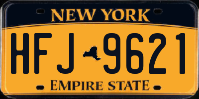 NY license plate HFJ9621