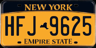 NY license plate HFJ9625