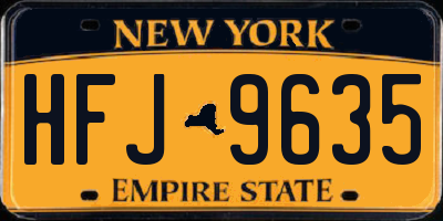 NY license plate HFJ9635