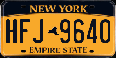 NY license plate HFJ9640