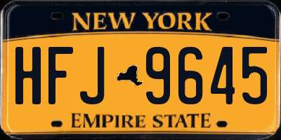 NY license plate HFJ9645