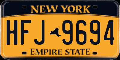 NY license plate HFJ9694