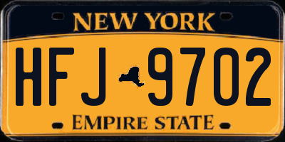 NY license plate HFJ9702
